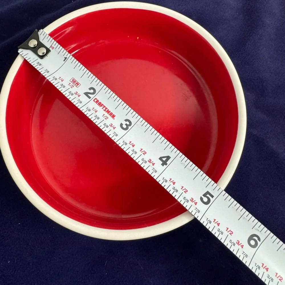 Rae Dunn Naughty Claws Artisan Collection Cat/Dog Bowl Ceramic White Red